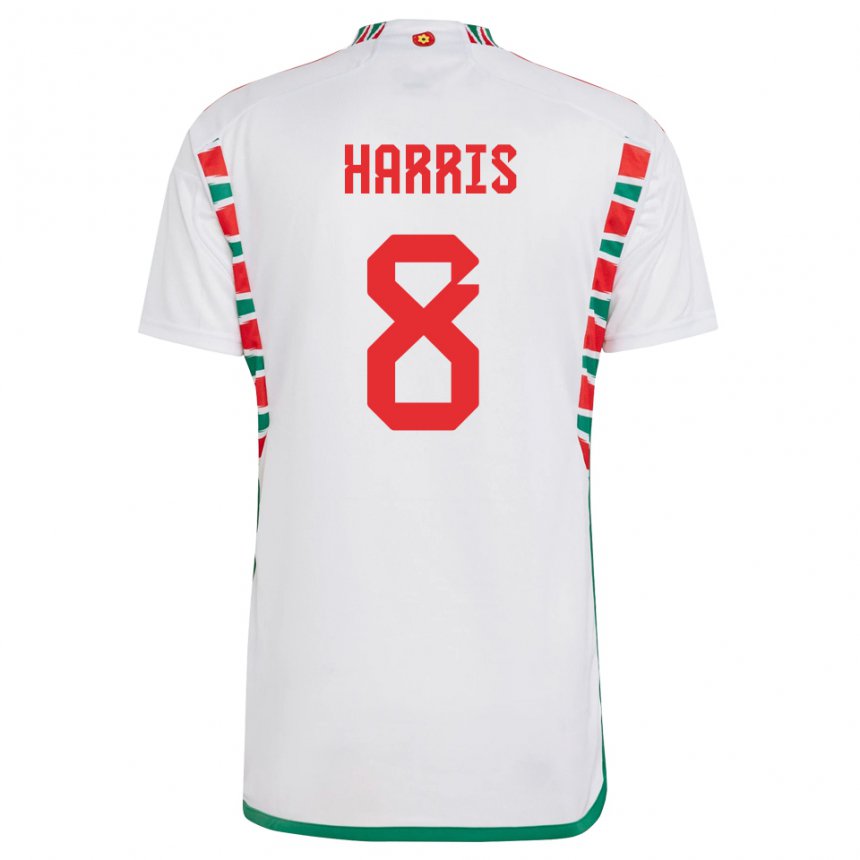 Børn Wales Luke Harris #8 Hvid Udebane Spillertrøjer 22-24 Trøje T-shirt