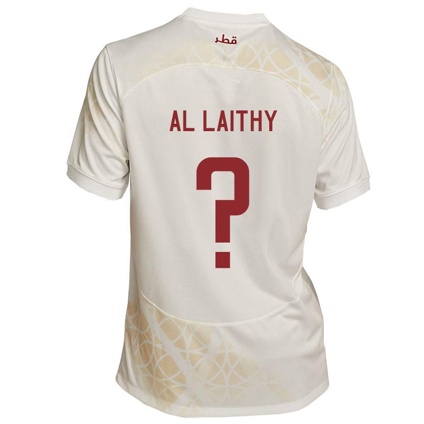 Børn Qatars Shehab Al Laithy #0 Gold Beige Udebane Spillertrøjer 22-24 Trøje T-shirt