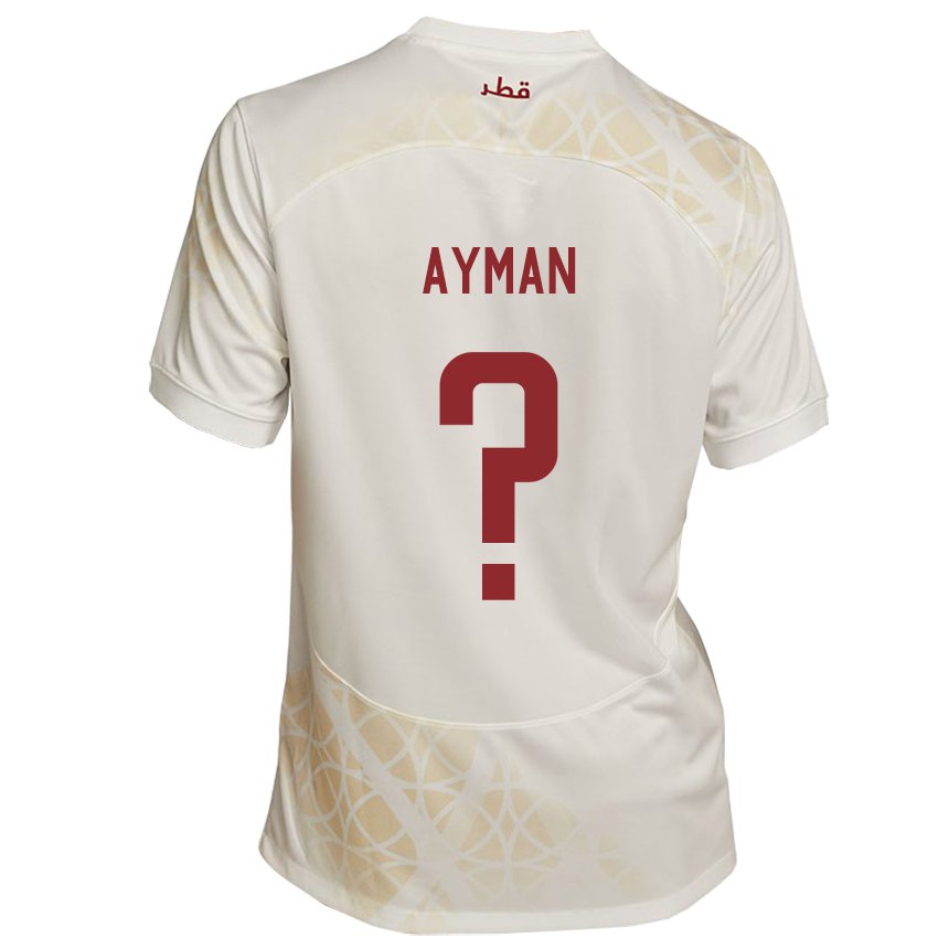 Børn Qatars Yussef Ayman #0 Gold Beige Udebane Spillertrøjer 22-24 Trøje T-shirt