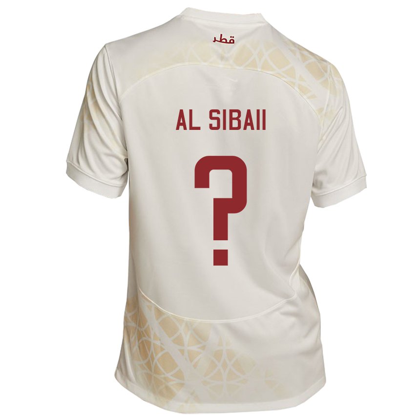 Børn Qatars Ahmad Al Sibaii #0 Gold Beige Udebane Spillertrøjer 22-24 Trøje T-shirt