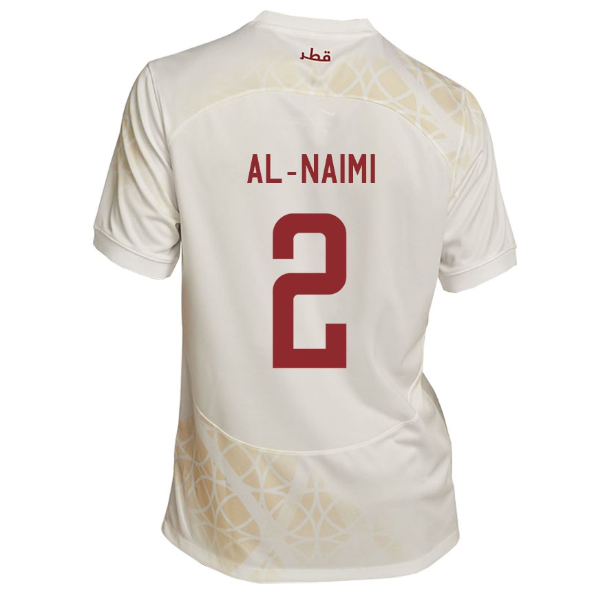 Børn Qatars Amna Al Naimi #2 Gold Beige Udebane Spillertrøjer 22-24 Trøje T-shirt