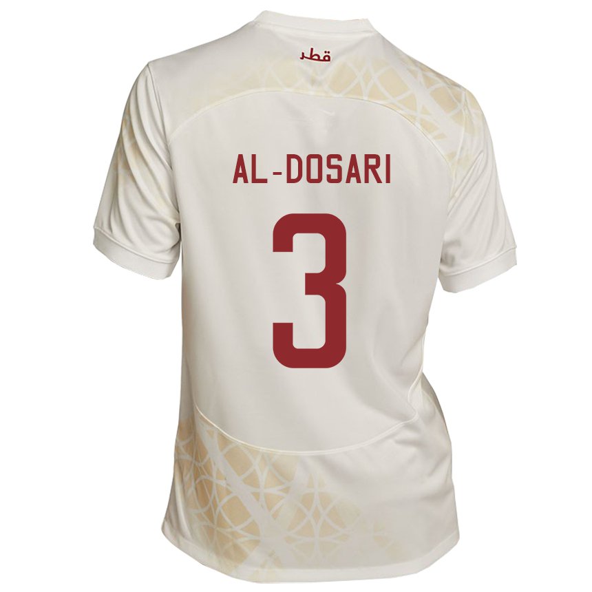 Børn Qatars Dana Al Dosari #3 Gold Beige Udebane Spillertrøjer 22-24 Trøje T-shirt