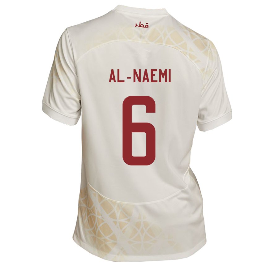 Børn Qatars Reem Al Naemi #6 Gold Beige Udebane Spillertrøjer 22-24 Trøje T-shirt