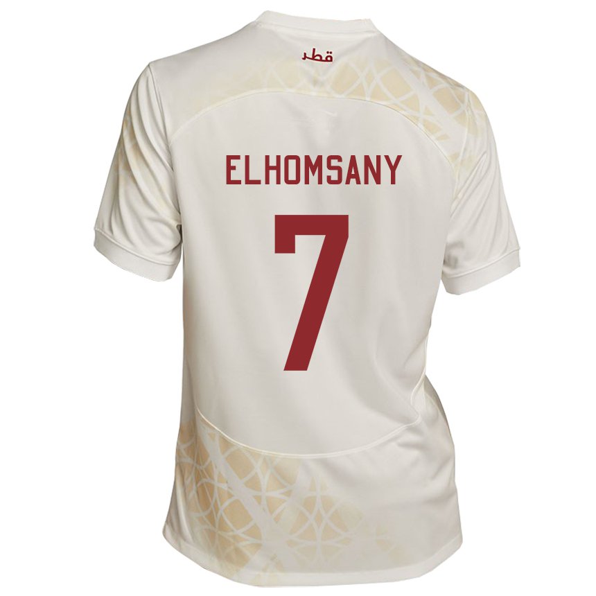 Børn Qatars Yasmeen Elhomsany #7 Gold Beige Udebane Spillertrøjer 22-24 Trøje T-shirt