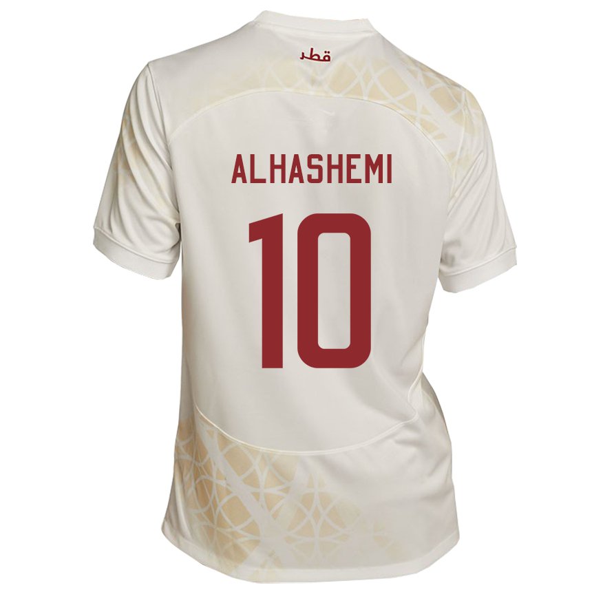 Børn Qatars Suaad Alhashemi #10 Gold Beige Udebane Spillertrøjer 22-24 Trøje T-shirt