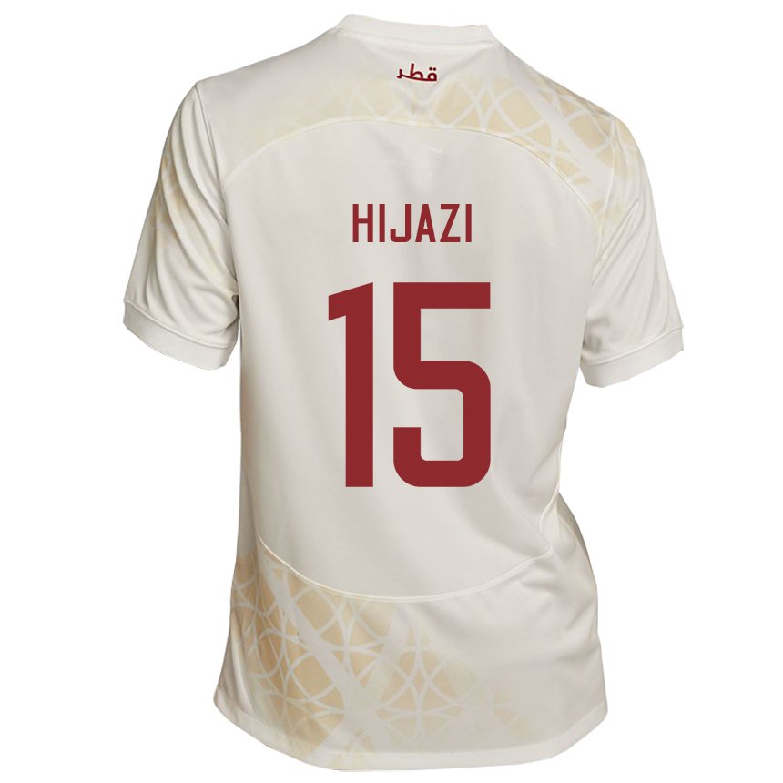 Børn Qatars Asalet Hijazi #15 Gold Beige Udebane Spillertrøjer 22-24 Trøje T-shirt