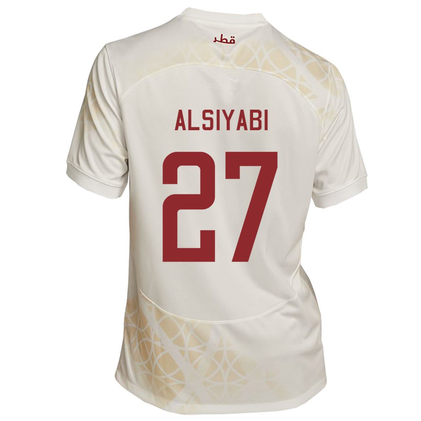 Børn Qatars Nasra Alsiyabi #27 Gold Beige Udebane Spillertrøjer 22-24 Trøje T-shirt