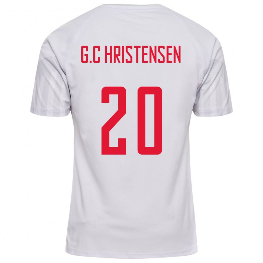 Børn Danmarks Gustav Christensen #20 Hvid Udebane Spillertrøjer 22-24 Trøje T-shirt