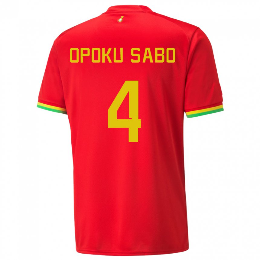 Børn Ghanas Alex Opoku Sabo #4 Rød Udebane Spillertrøjer 22-24 Trøje T-shirt