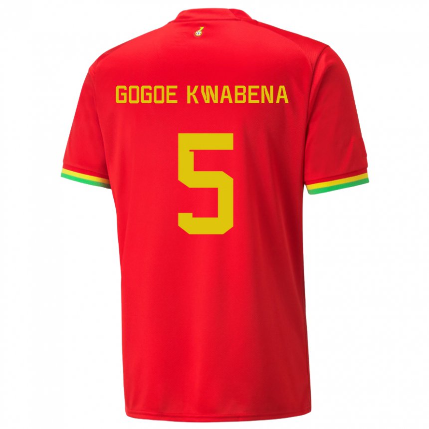 Børn Ghanas Boahen Gogoe Kwabena #5 Rød Udebane Spillertrøjer 22-24 Trøje T-shirt