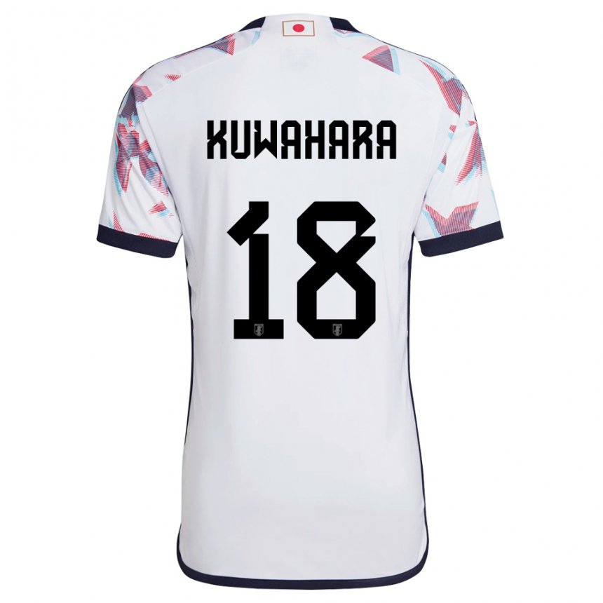 Børn Japans Rikuto Kuwahara #18 Hvid Udebane Spillertrøjer 22-24 Trøje T-shirt