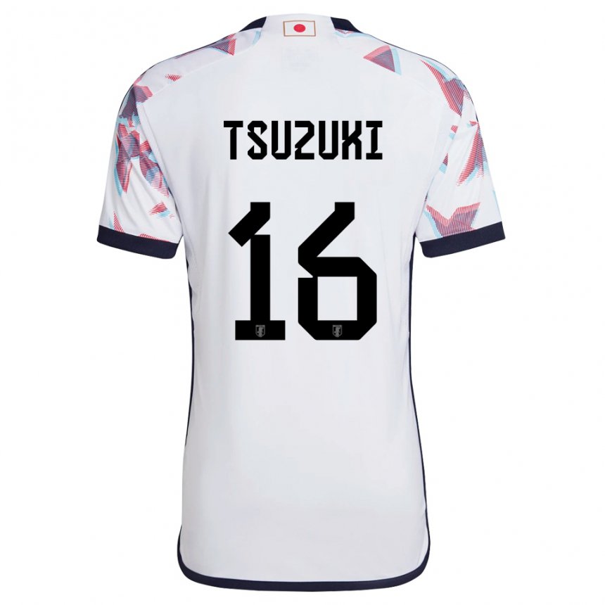 Børn Japans Shunta Tsuzuki #16 Hvid Udebane Spillertrøjer 22-24 Trøje T-shirt