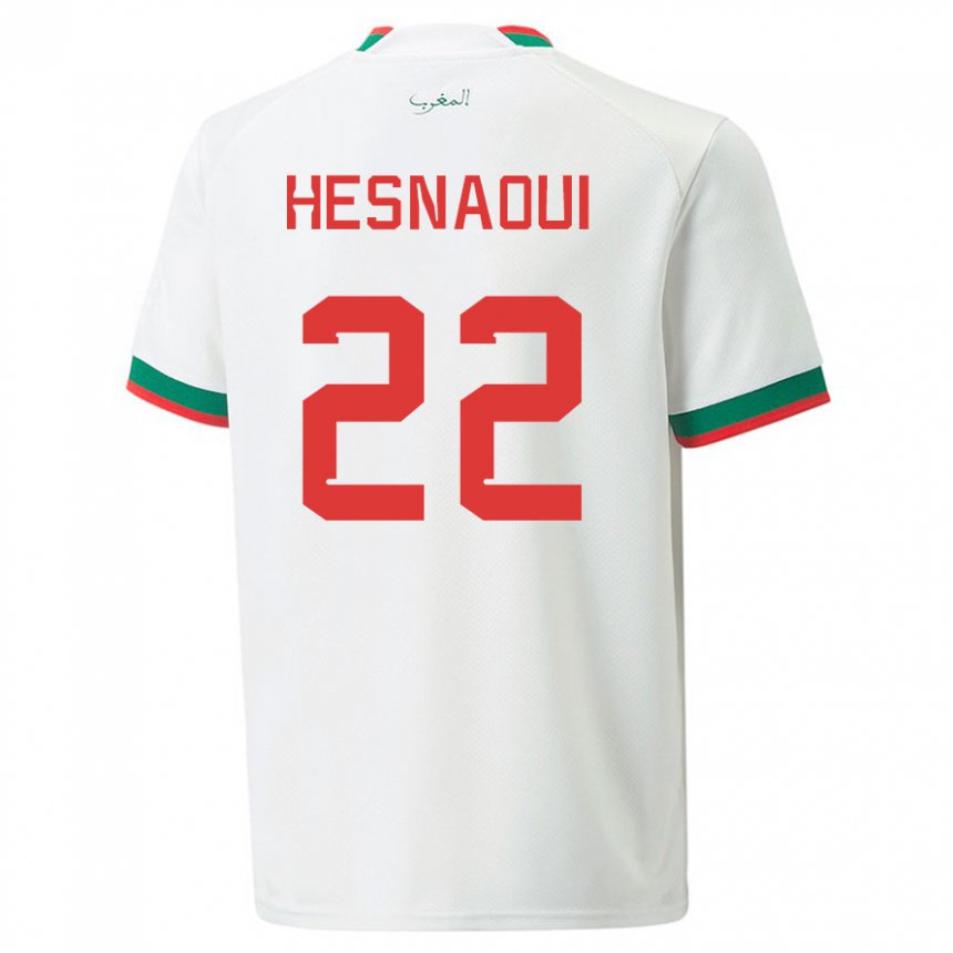 Børn Marokkos Hind Hesnaoui #22 Hvid Udebane Spillertrøjer 22-24 Trøje T-shirt