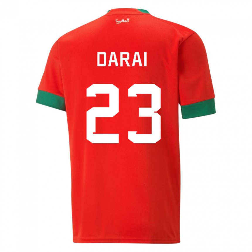 Mænd Marokkos Hamza Darai #23 Rød Hjemmebane Spillertrøjer 22-24 Trøje T-shirt