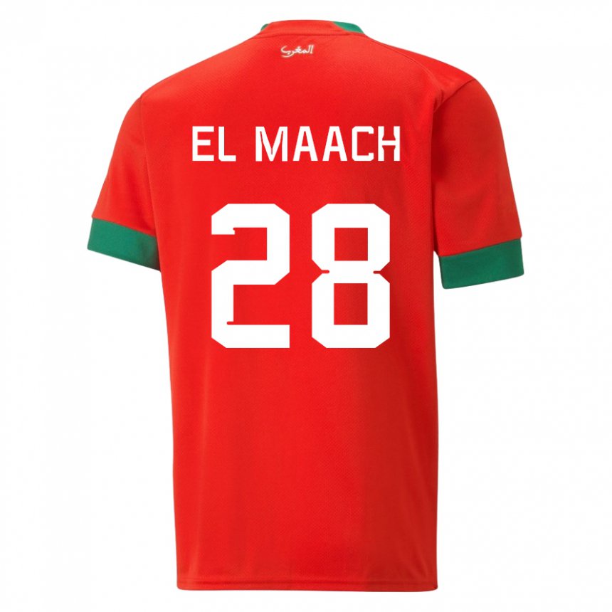 Mænd Marokkos Fouad El Maach #28 Rød Hjemmebane Spillertrøjer 22-24 Trøje T-shirt