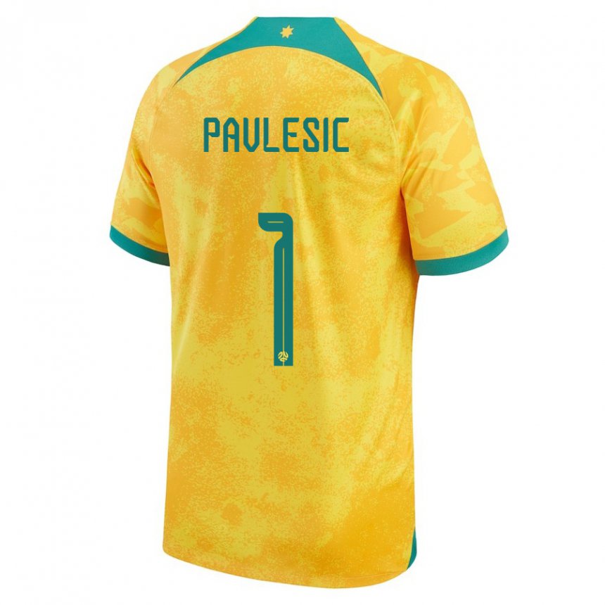 Mænd Australiens Adam Pavlesic #1 Gylden Hjemmebane Spillertrøjer 22-24 Trøje T-shirt