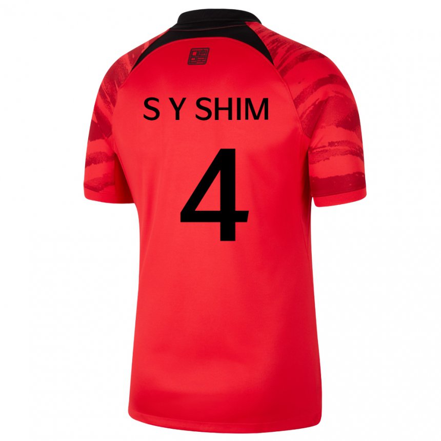 Mænd Sydkoreas Shim Seo Yeon #4 Rød Sort Hjemmebane Spillertrøjer 22-24 Trøje T-shirt