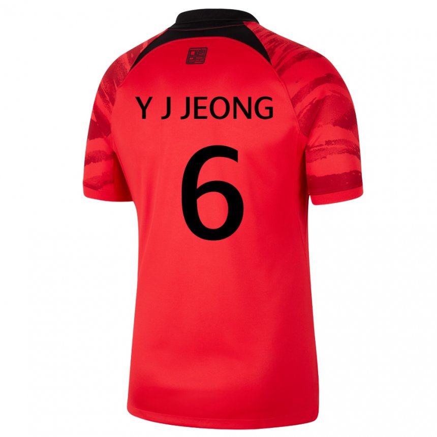 Mænd Sydkoreas Jeong Yu Jin #6 Rød Sort Hjemmebane Spillertrøjer 22-24 Trøje T-shirt