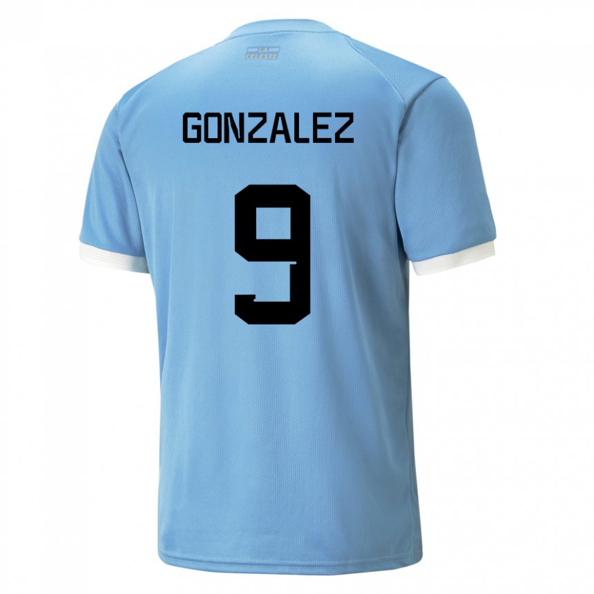 Mænd Uruguays Pamela Gonzalez #9 Blå Hjemmebane Spillertrøjer 22-24 Trøje T-shirt