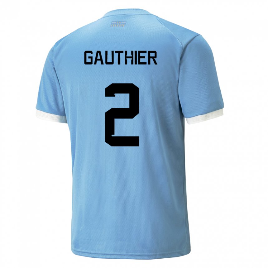 Mænd Uruguays Valentin Gauthier #2 Blå Hjemmebane Spillertrøjer 22-24 Trøje T-shirt