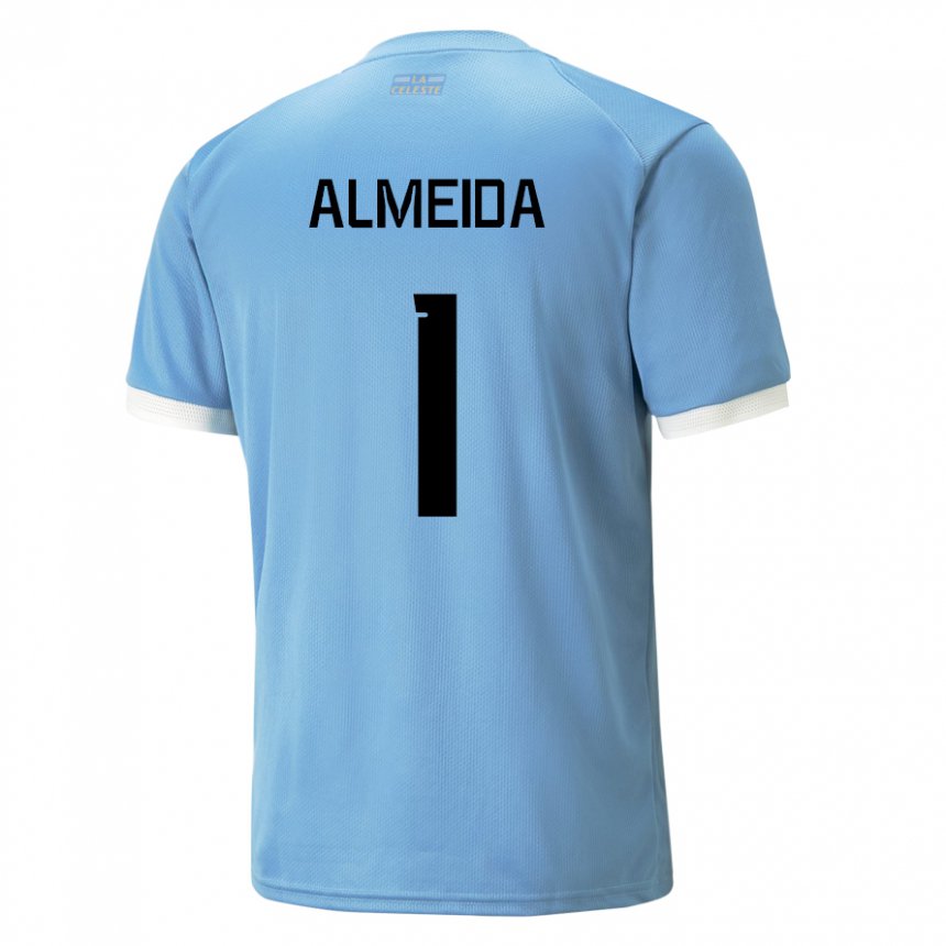 Mænd Uruguays Martin Almeida #1 Blå Hjemmebane Spillertrøjer 22-24 Trøje T-shirt