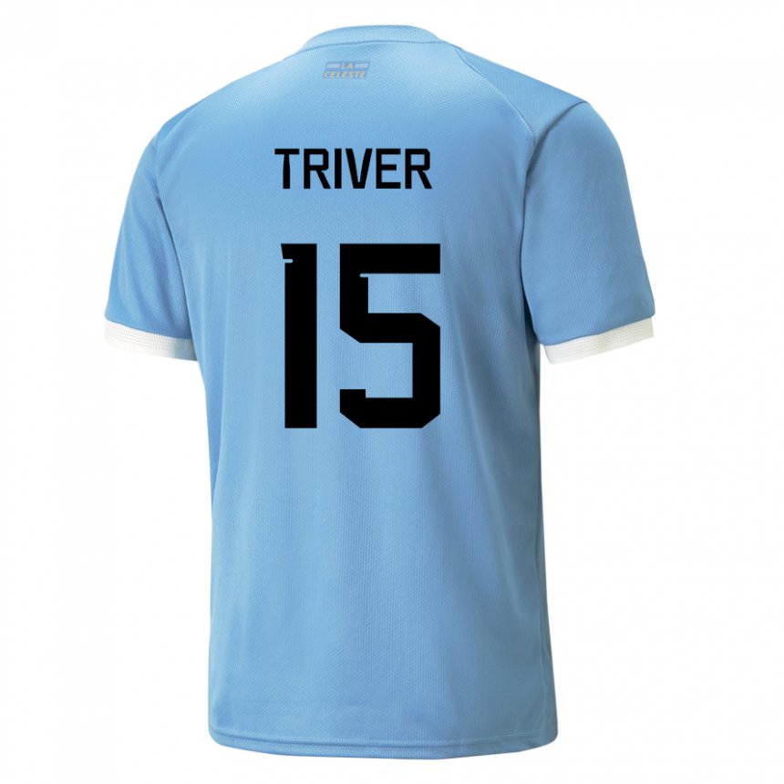 Mænd Uruguays Francisco Triver #15 Blå Hjemmebane Spillertrøjer 22-24 Trøje T-shirt