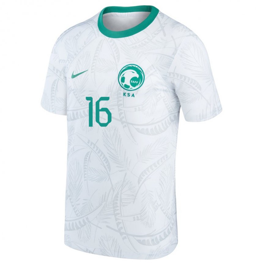 Mænd Saudi-arabiens Asrar Al Shaibani #16 Hvid Hjemmebane Spillertrøjer 22-24 Trøje T-shirt