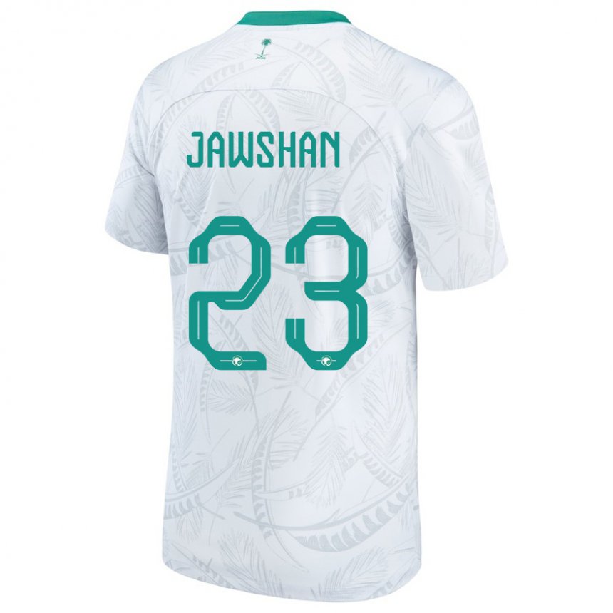 Mænd Saudi-arabiens Yazeed Jawshan #23 Hvid Hjemmebane Spillertrøjer 22-24 Trøje T-shirt