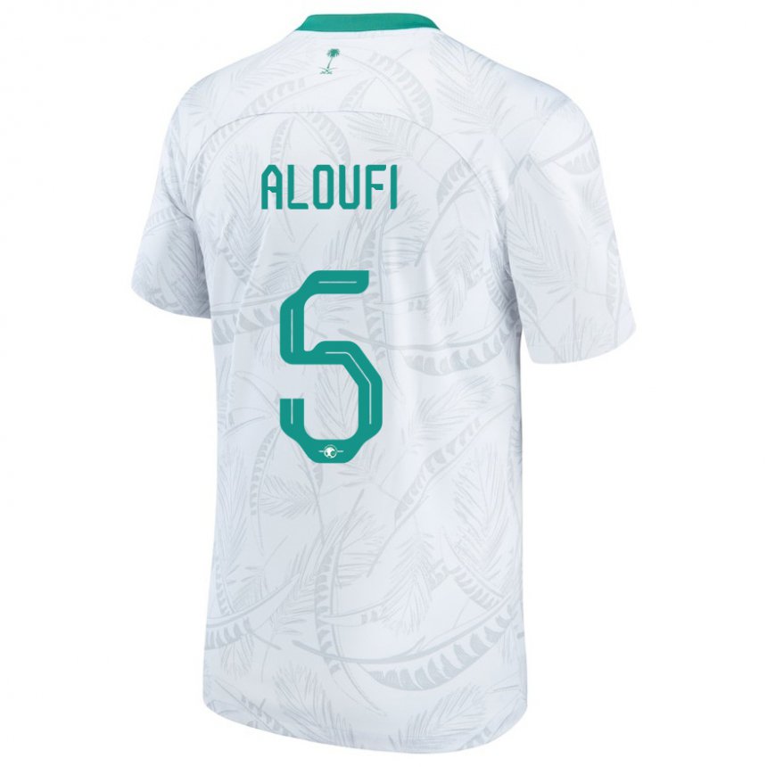 Mænd Saudi-arabiens Mohammed Aloufi #5 Hvid Hjemmebane Spillertrøjer 22-24 Trøje T-shirt