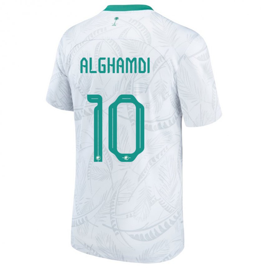 Mænd Saudi-arabiens Ahmad Alghamdi #10 Hvid Hjemmebane Spillertrøjer 22-24 Trøje T-shirt