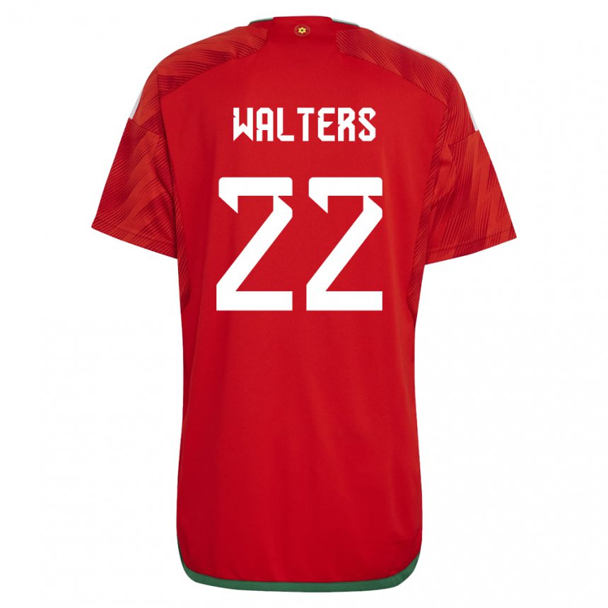 Mænd Wales Georgia Walters #22 Rød Hjemmebane Spillertrøjer 22-24 Trøje T-shirt