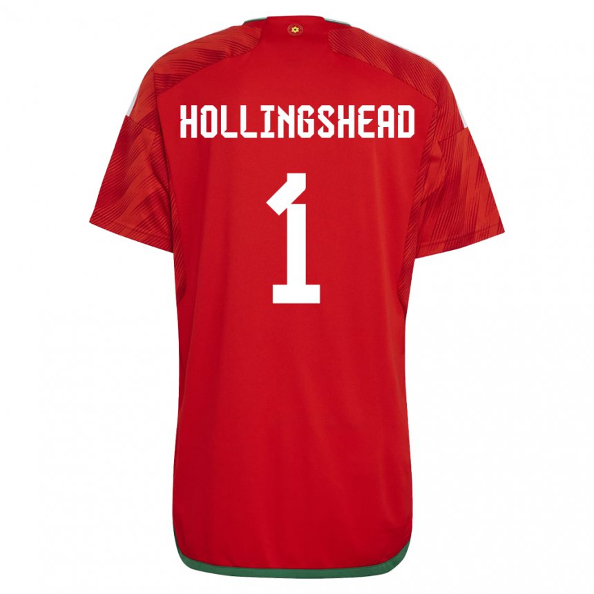 Mænd Wales Ronnie Hollingshead #1 Rød Hjemmebane Spillertrøjer 22-24 Trøje T-shirt