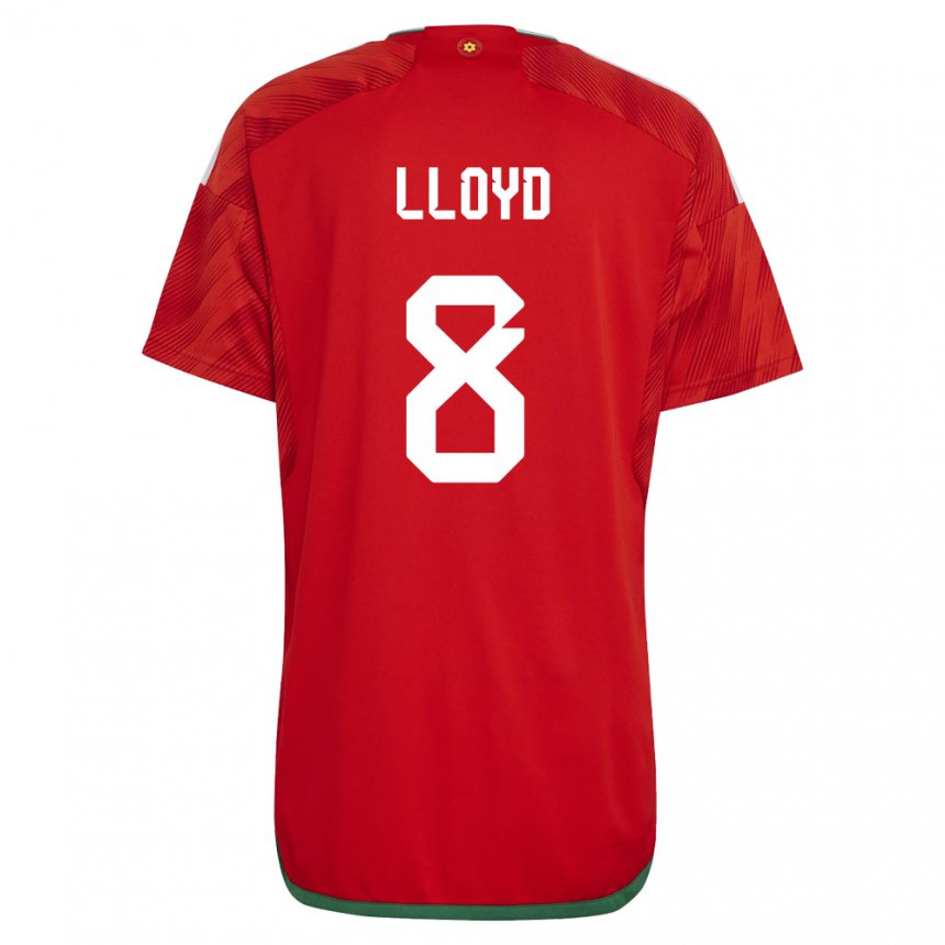 Mænd Wales Ben Lloyd #8 Rød Hjemmebane Spillertrøjer 22-24 Trøje T-shirt