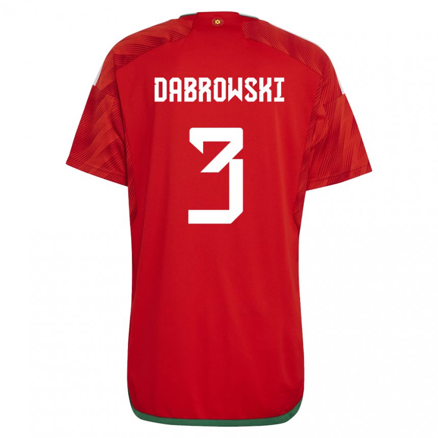 Mænd Wales Sebastian Dabrowski #3 Rød Hjemmebane Spillertrøjer 22-24 Trøje T-shirt