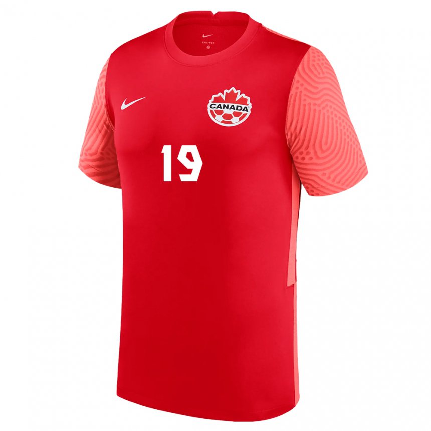 Mænd Canadas Adriana Leon #19 Rød Hjemmebane Spillertrøjer 22-24 Trøje T-shirt