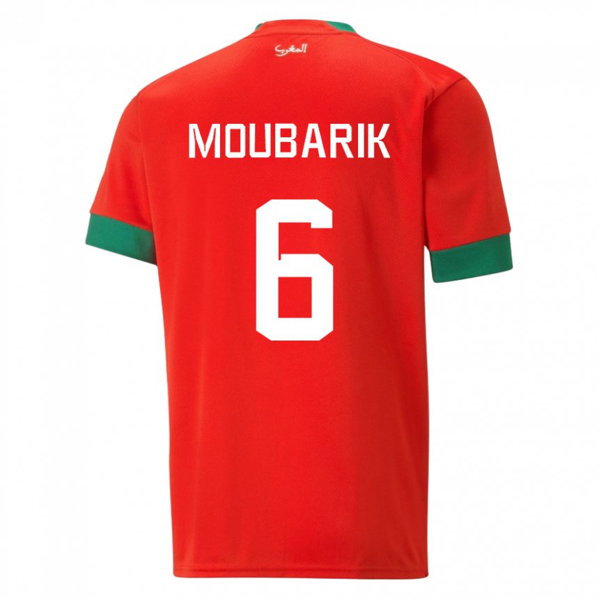 Mænd Marokkos El Mehdi Moubarik #6 Rød Hjemmebane Spillertrøjer 22-24 Trøje T-shirt