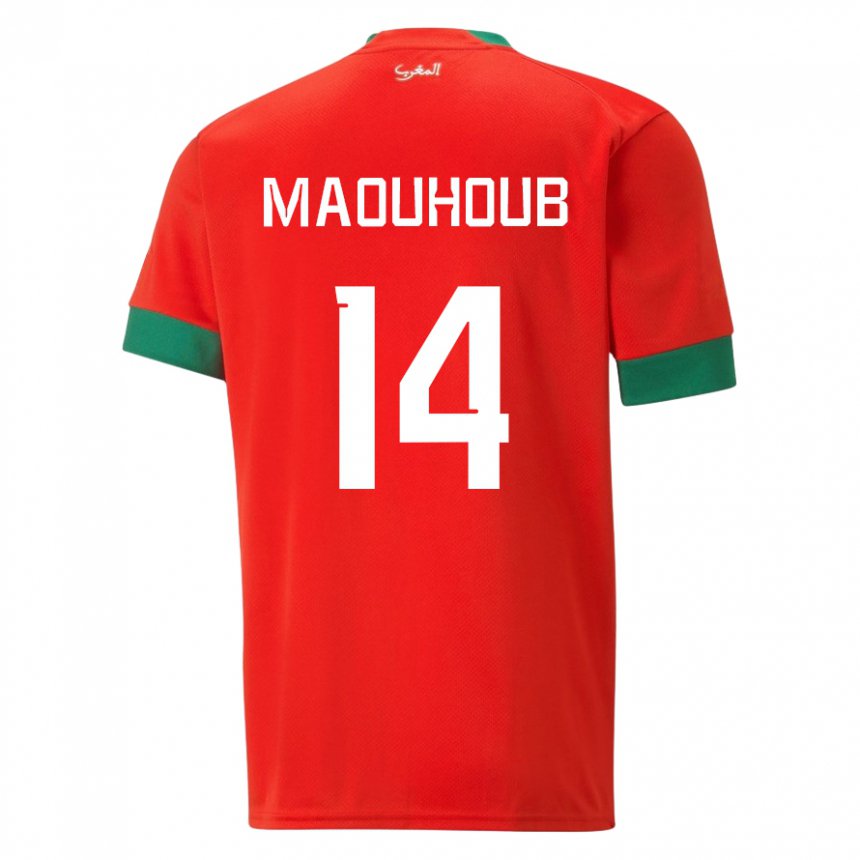 Mænd Marokkos El Mehdi Maouhoub #14 Rød Hjemmebane Spillertrøjer 22-24 Trøje T-shirt