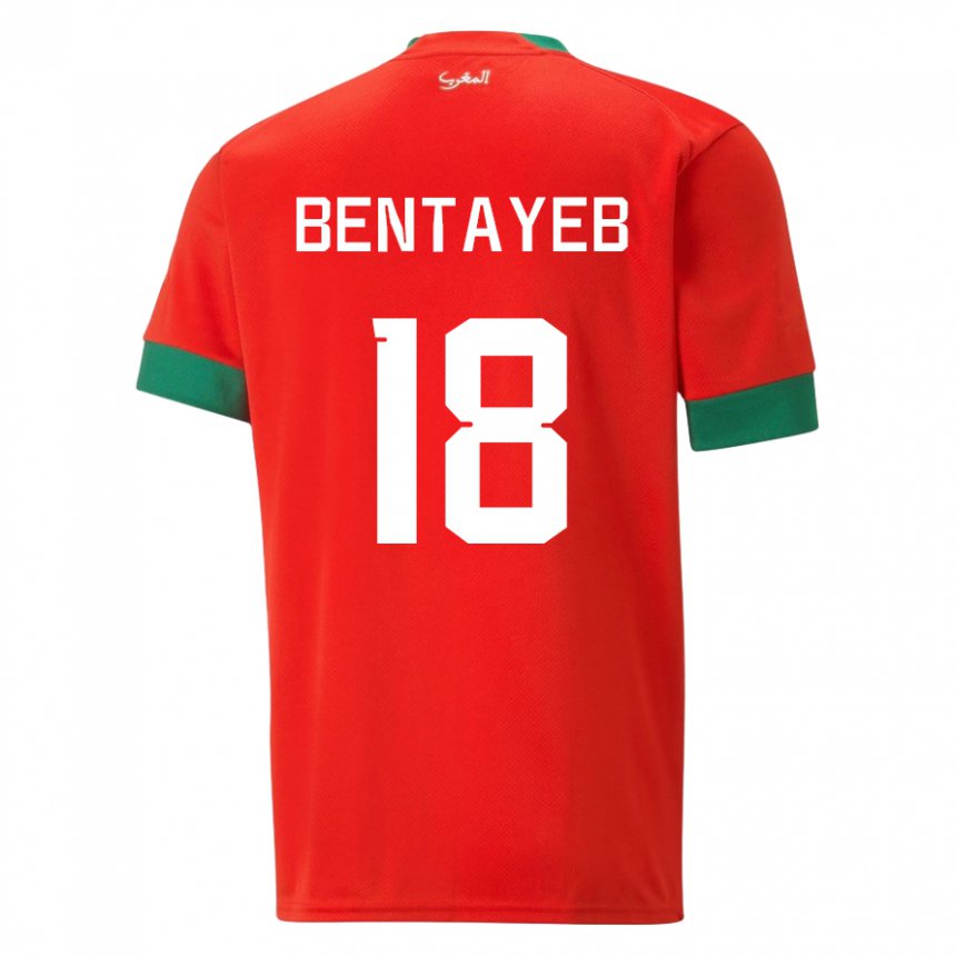 Mænd Marokkos Tawfik Bentayeb #18 Rød Hjemmebane Spillertrøjer 22-24 Trøje T-shirt