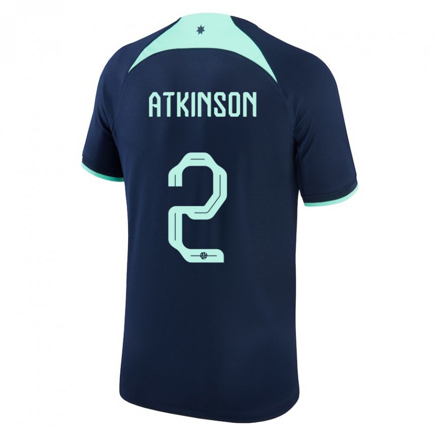 Mænd Australiens Nathaniel Atkinson #2 Mørkeblå Udebane Spillertrøjer 22-24 Trøje T-shirt