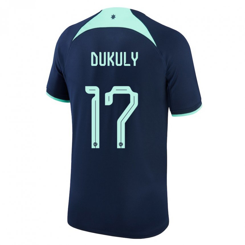 Mænd Australiens Yaya Dukuly #17 Mørkeblå Udebane Spillertrøjer 22-24 Trøje T-shirt