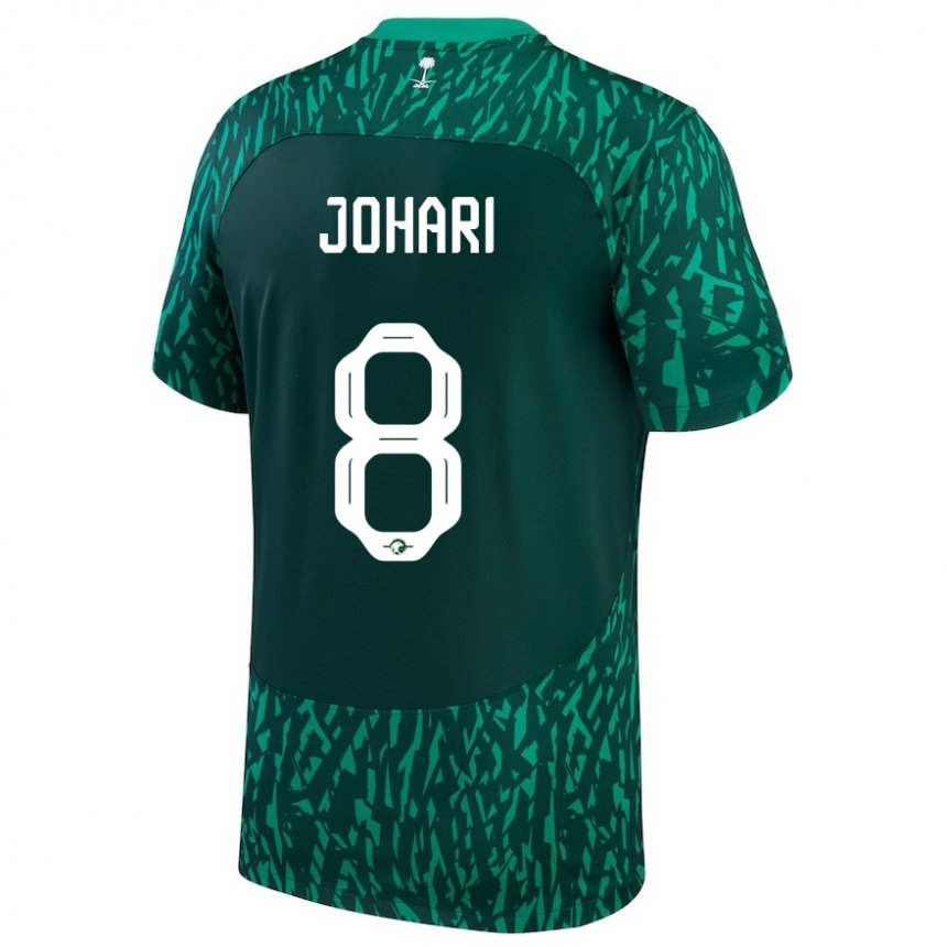 Mænd Saudi-arabiens Layan Johari #8 Dark Grøn Udebane Spillertrøjer 22-24 Trøje T-shirt