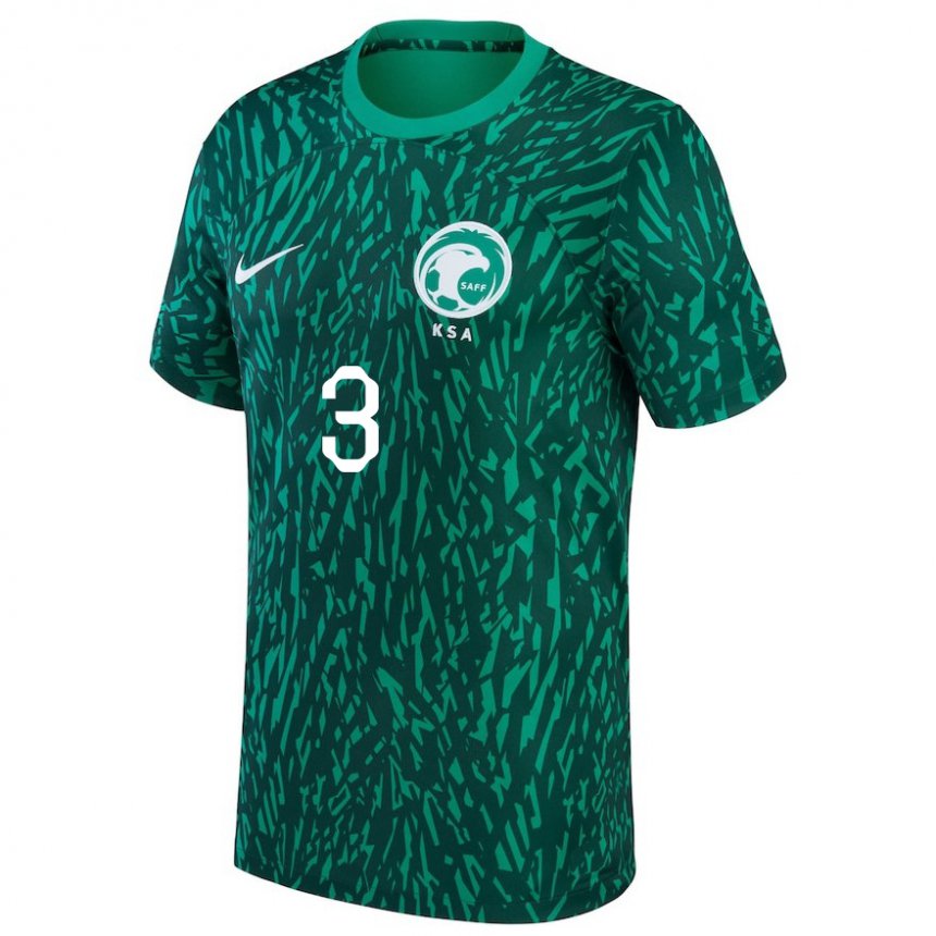 Mænd Saudi-arabiens Turki Baljosh #3 Dark Grøn Udebane Spillertrøjer 22-24 Trøje T-shirt