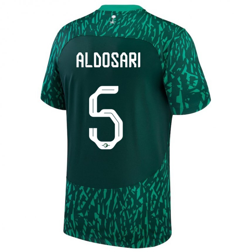 Mænd Saudi-arabiens Mohammed Aldosari #5 Dark Grøn Udebane Spillertrøjer 22-24 Trøje T-shirt