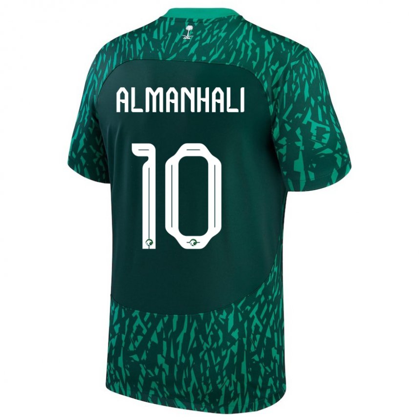 Mænd Saudi-arabiens Suwailem Almanhali #10 Dark Grøn Udebane Spillertrøjer 22-24 Trøje T-shirt