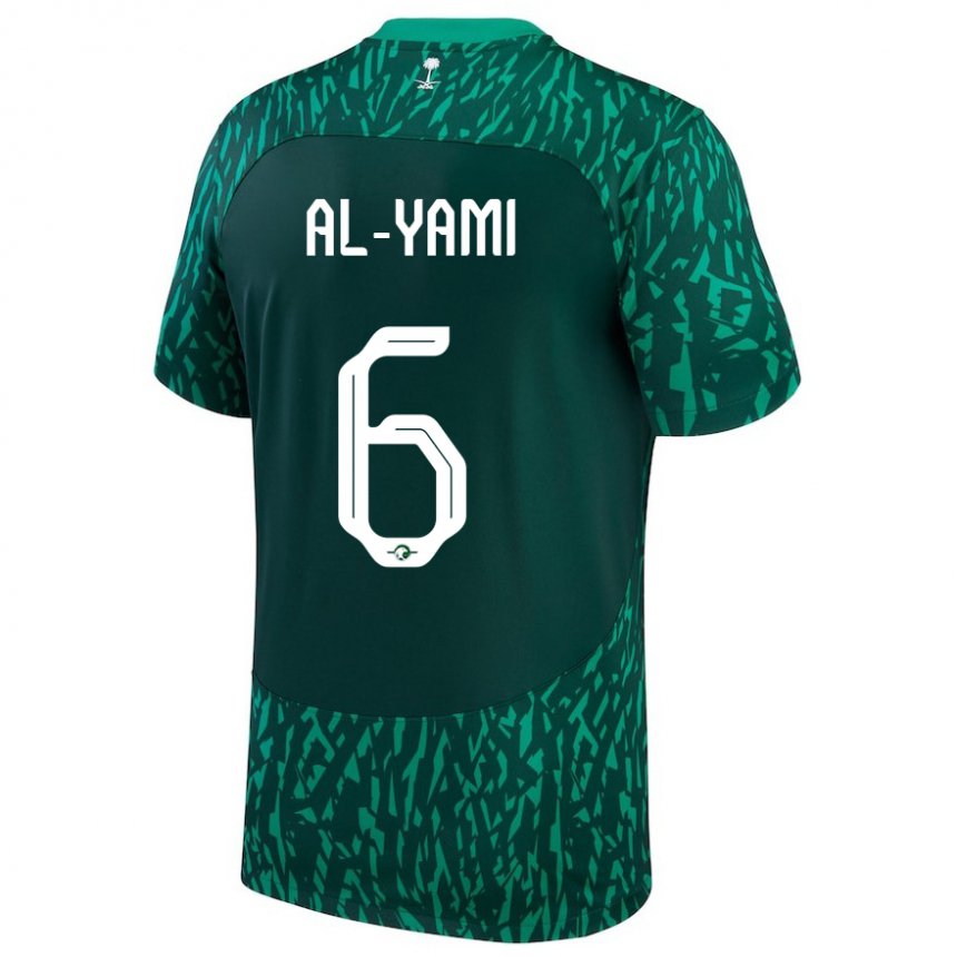 Mænd Saudi-arabiens Mohammed Al Yami #6 Dark Grøn Udebane Spillertrøjer 22-24 Trøje T-shirt