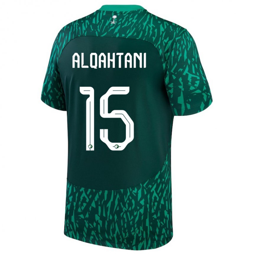 Mænd Saudi-arabiens Mohammed Alqahtani #15 Dark Grøn Udebane Spillertrøjer 22-24 Trøje T-shirt