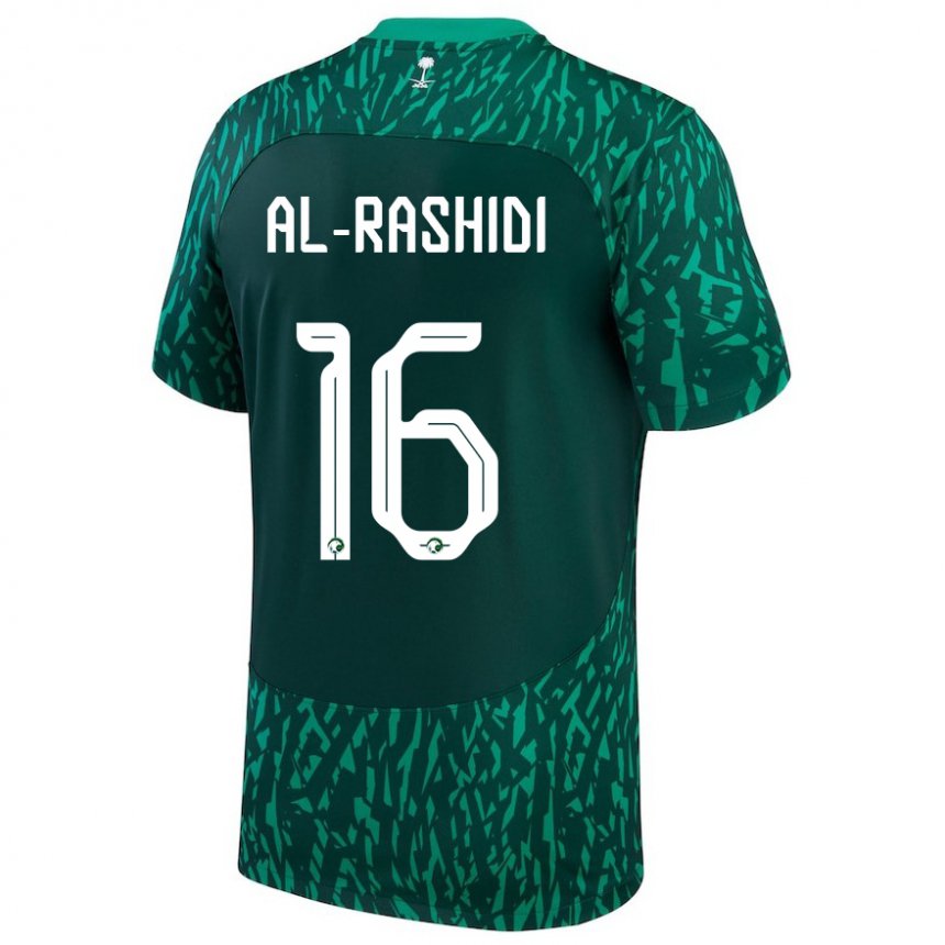 Mænd Saudi-arabiens Mohammed Al Rashidi #16 Dark Grøn Udebane Spillertrøjer 22-24 Trøje T-shirt