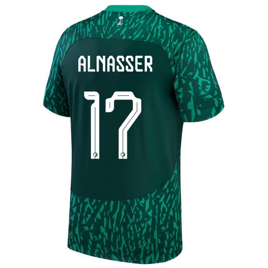 Mænd Saudi-arabiens Saad Alnasser #17 Dark Grøn Udebane Spillertrøjer 22-24 Trøje T-shirt