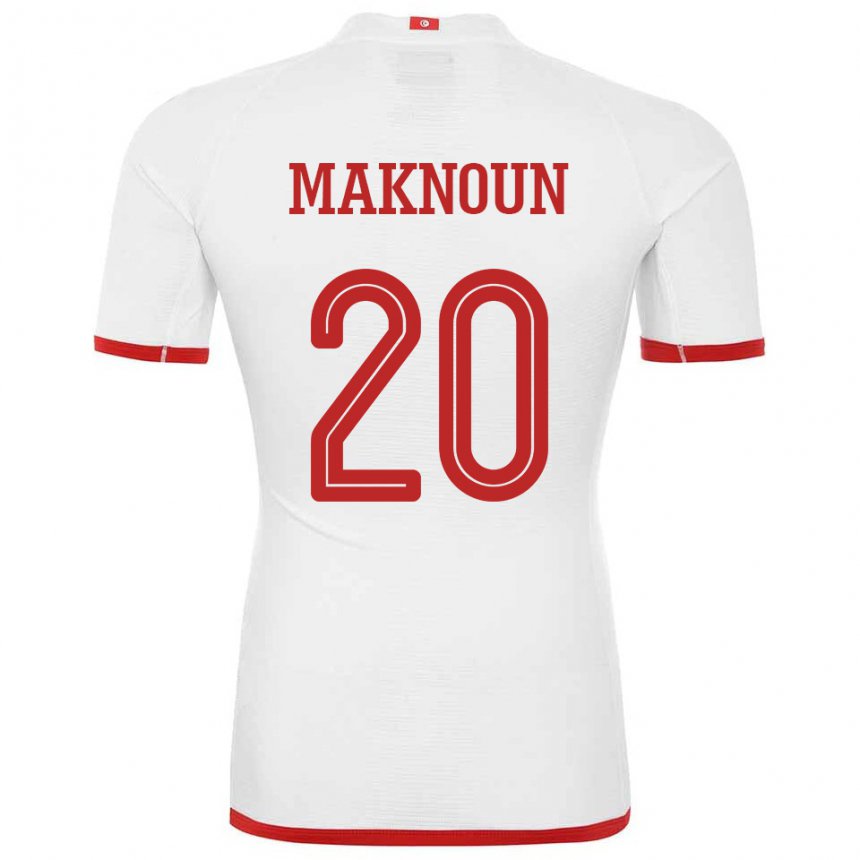 Mænd Tunesiens Leila Maknoun #20 Hvid Udebane Spillertrøjer 22-24 Trøje T-shirt