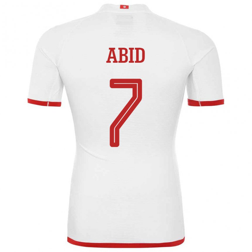 Mænd Tunesiens Aziz Abid #7 Hvid Udebane Spillertrøjer 22-24 Trøje T-shirt